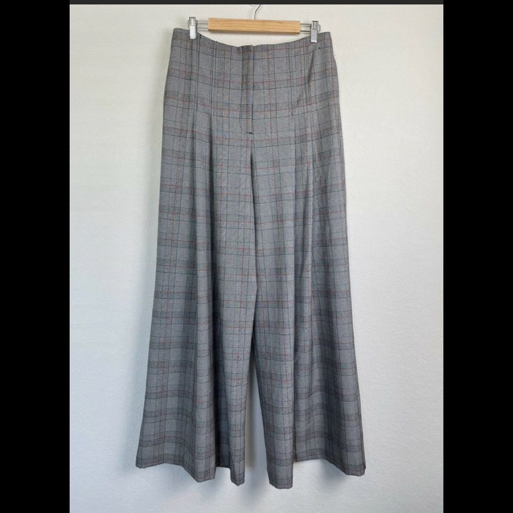 NY & Co 7th Avenue Wide Leg Pleated Plaid Pants 10